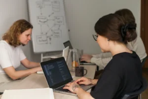 woman working on a laptop