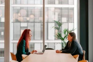 student talking to a career coach