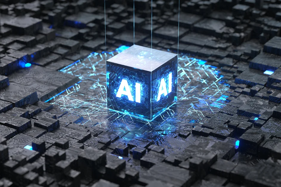 computer chip with the letters "AI" on top