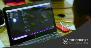 person coding on a laptop