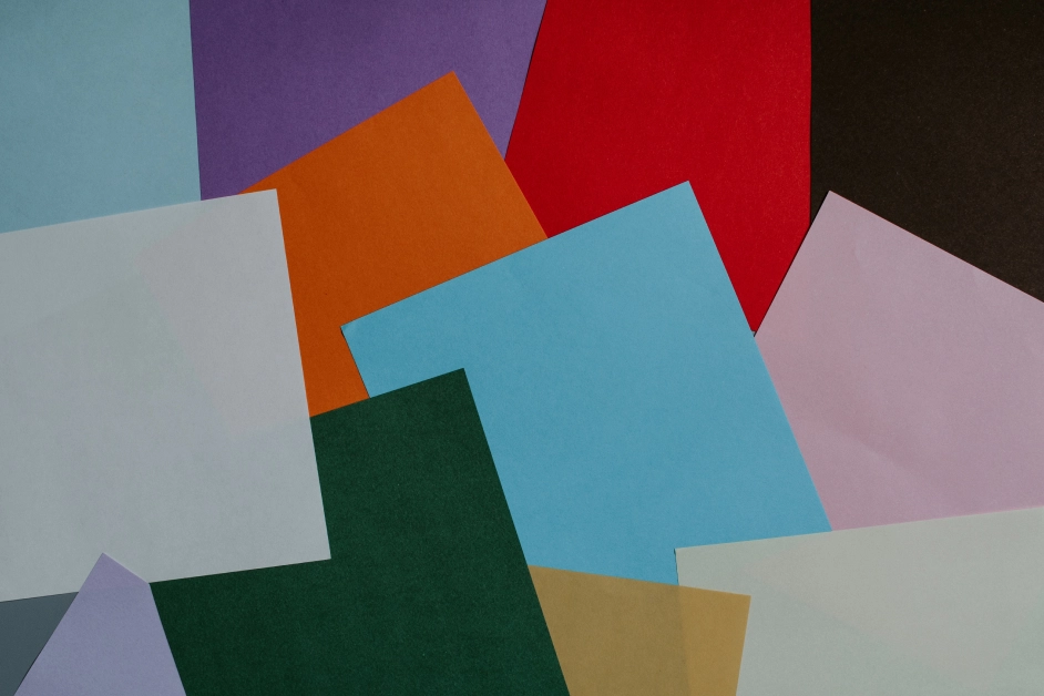 different colors of paper stacked together