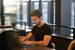 man working on a laptop