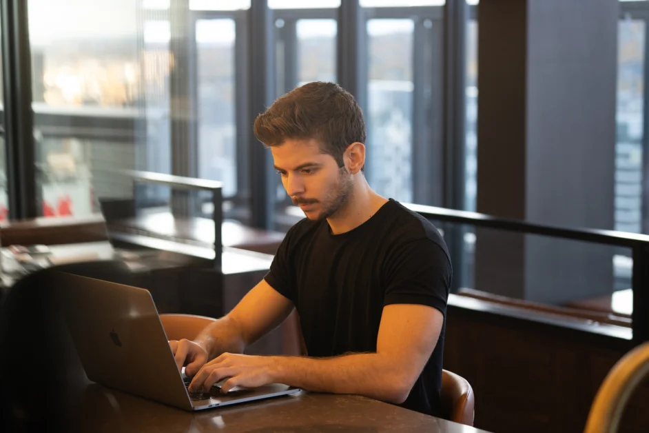 man working on a laptop