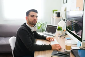 Man working on a computer