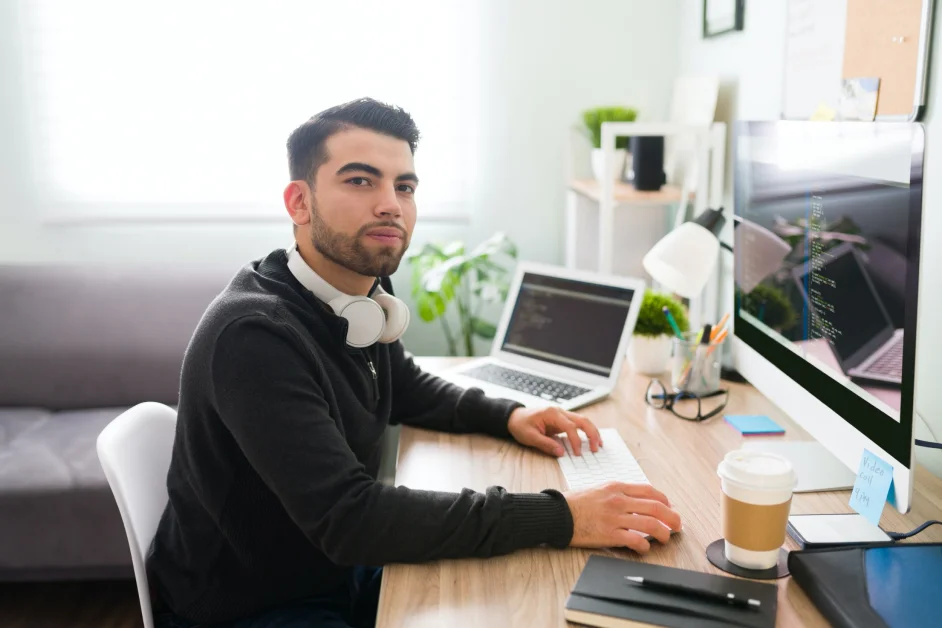 Man working on a computer
