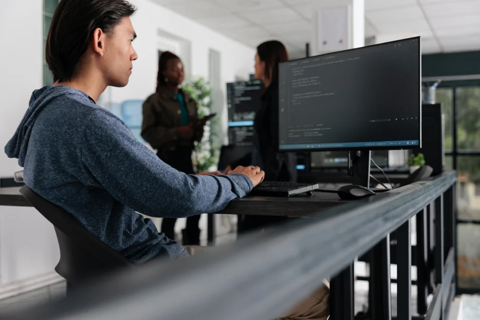 man working on a computer