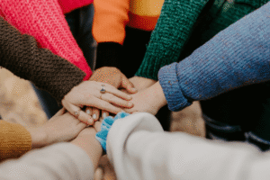 hands piled up