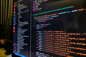 Computer screen with code in dark mode