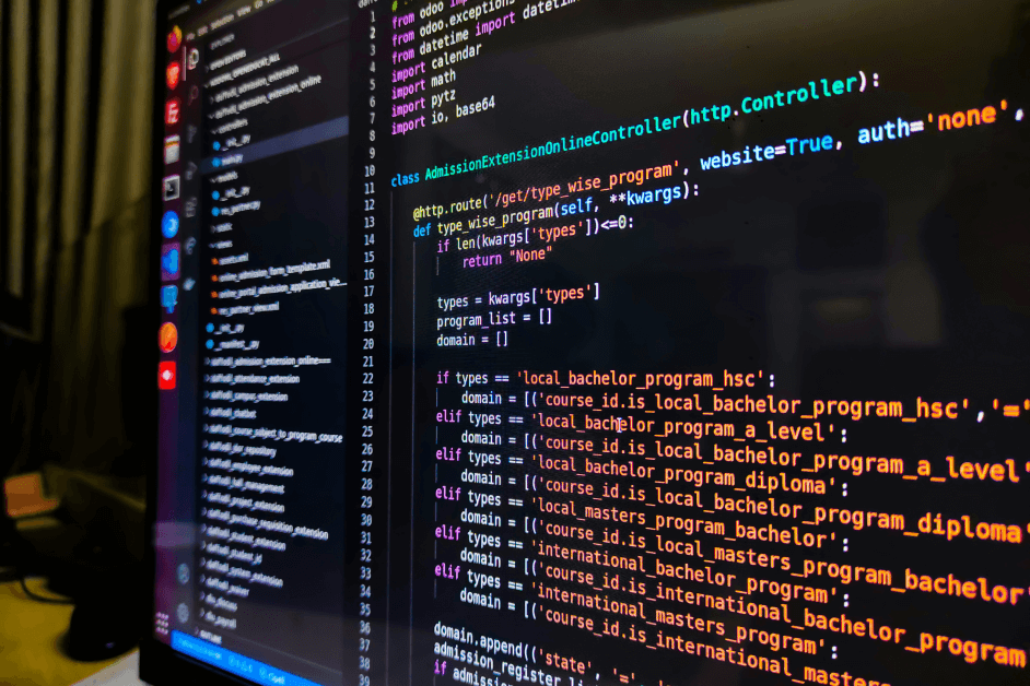 Computer screen with code in dark mode